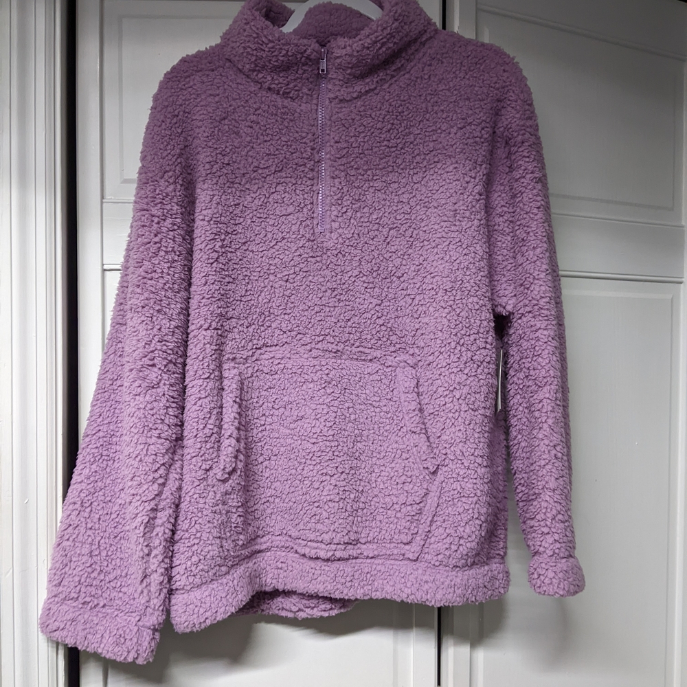 Cozy Lavender Sherpa Pullover Sweater